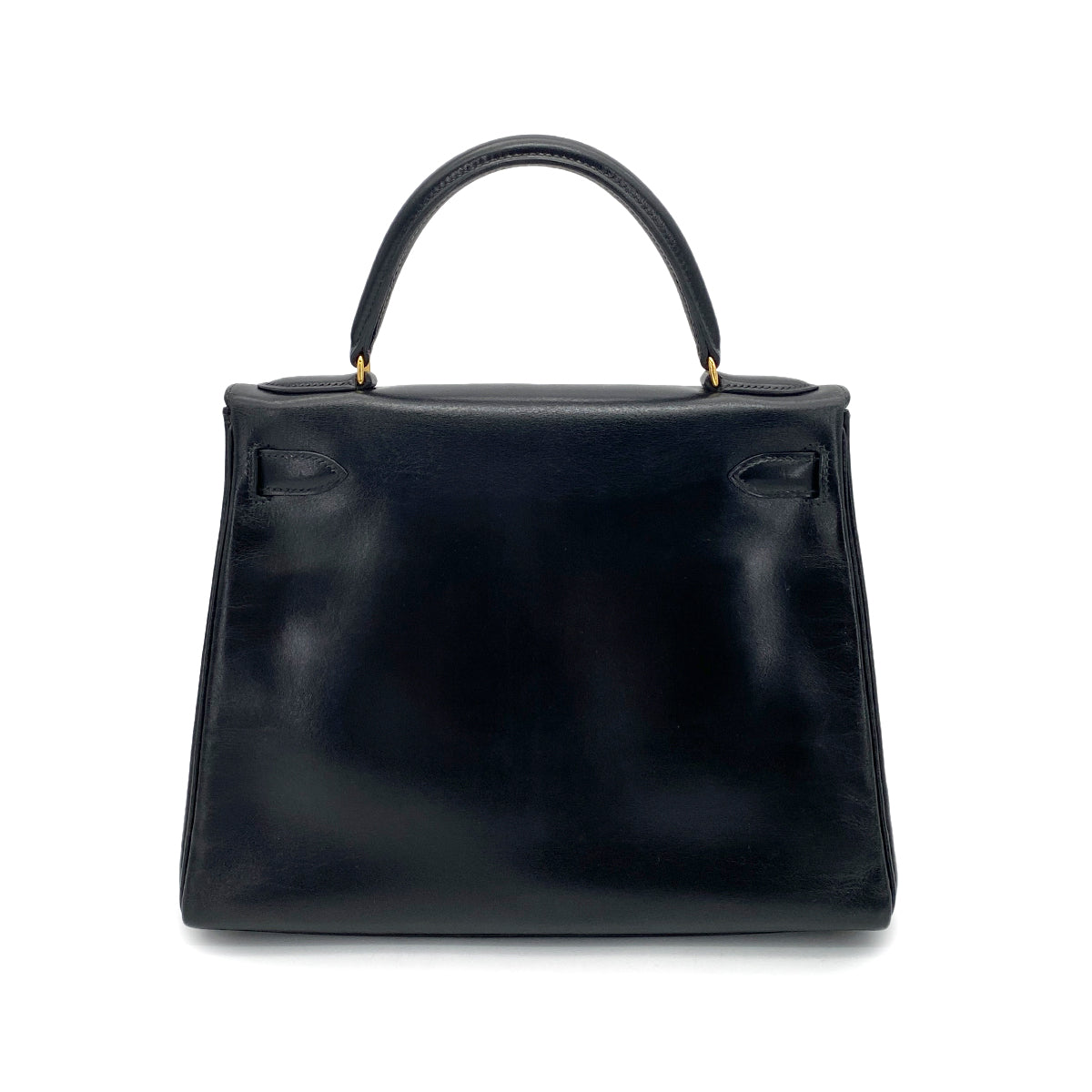 HERMES KELLY 28 RETOURNE BLACK BOXCALF HAND SHOULDER BAG 〇U GHW 90260147