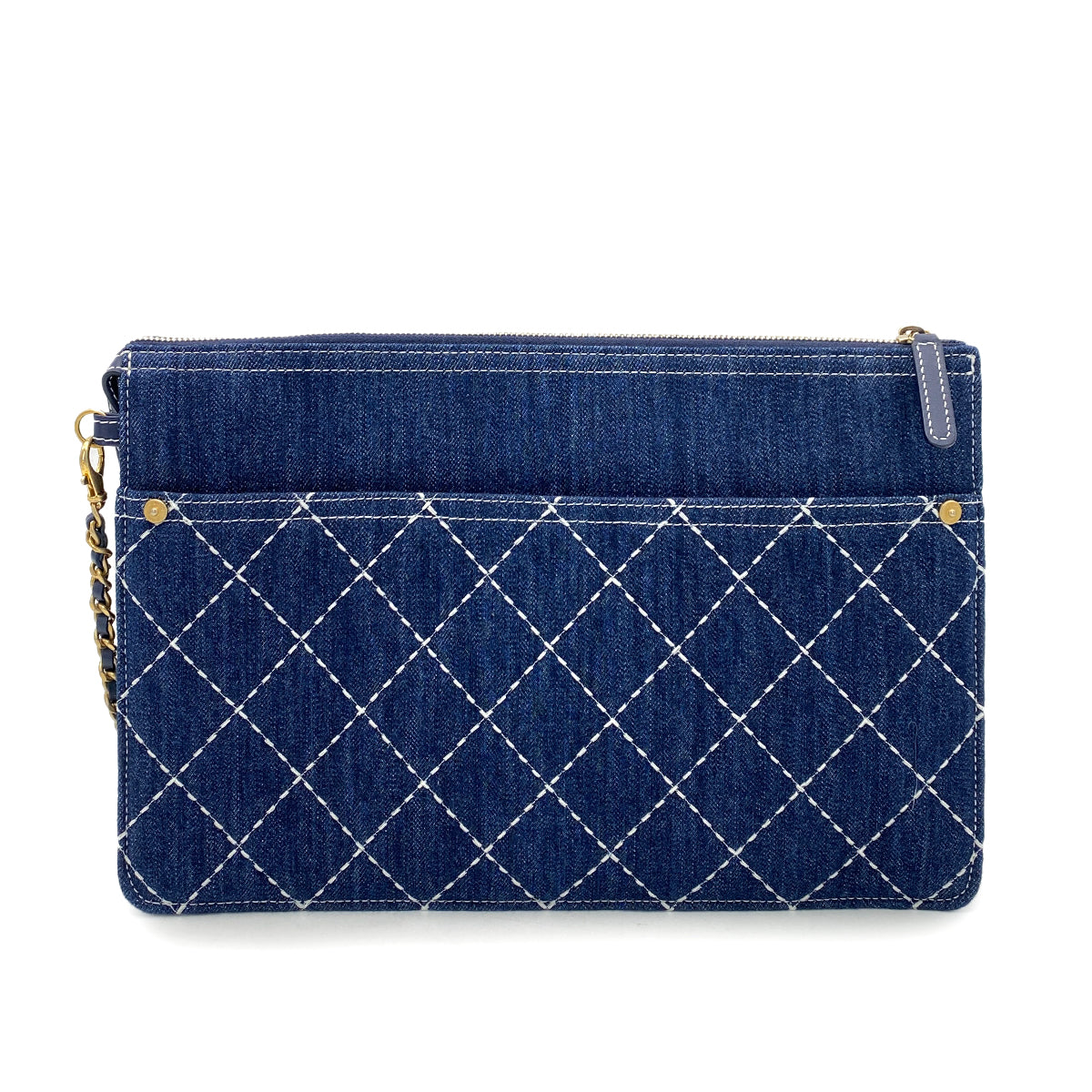 CHANEL MATELASSE CLUTCH BAG BLUE DENIM 90260150