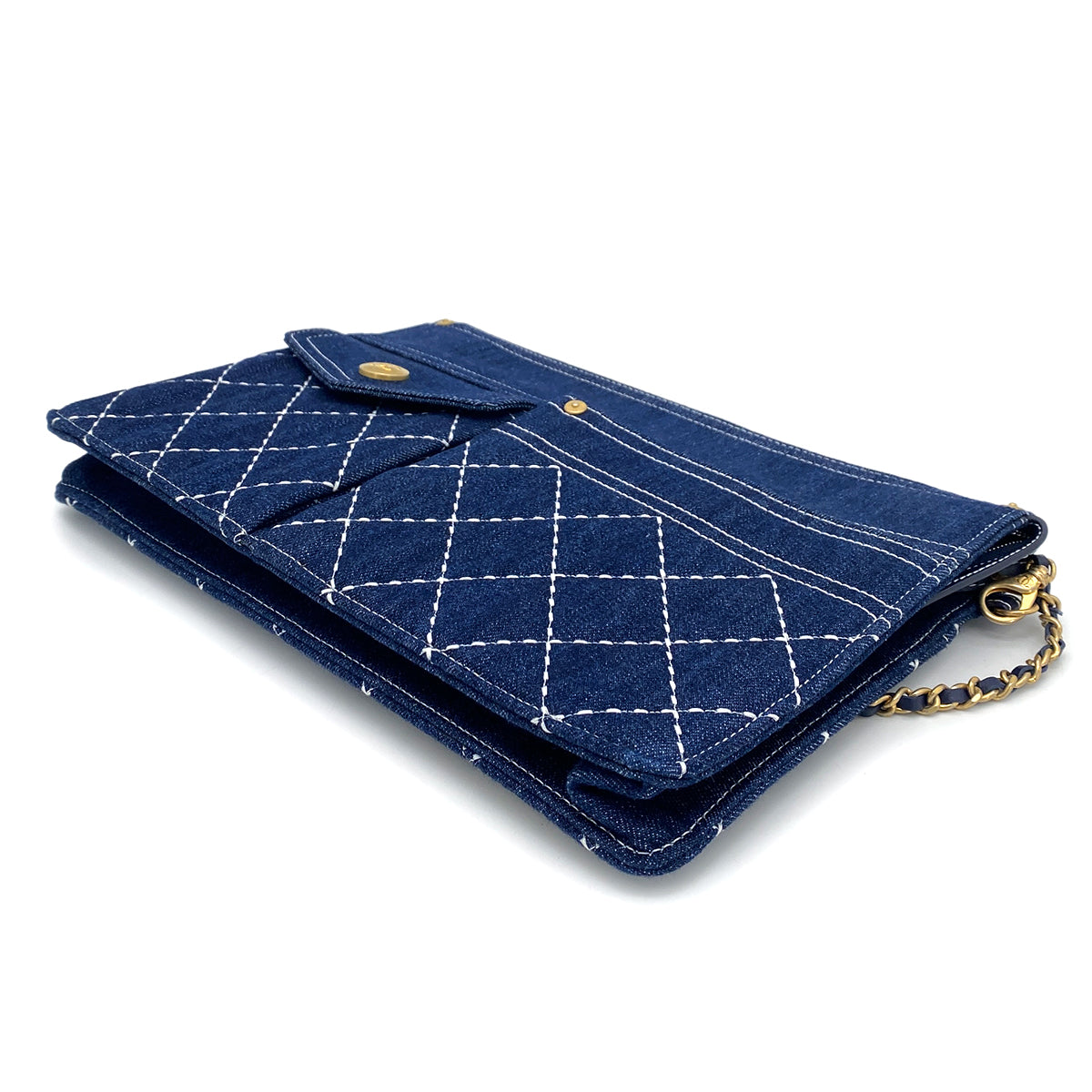 CHANEL MATELASSE CLUTCH BAG BLUE DENIM 90260150