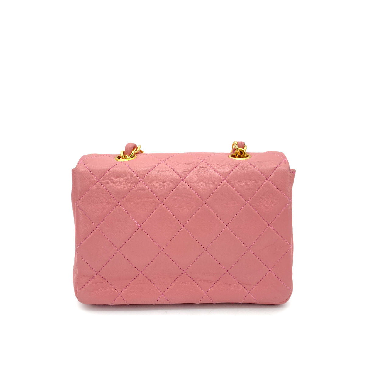 CHANEL VINTAGE MINI MATELASSE CHAIN SHOULDER BAG PINK LAMB SKIN 90260152