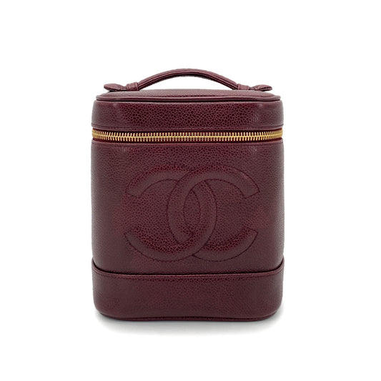 CHANEL VINTAGE VANITY HAND BAG BORDEAUX CAVIAR SKIN 90260174