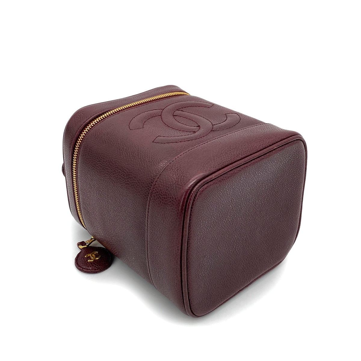 CHANEL VINTAGE VANITY HAND BAG BORDEAUX CAVIAR SKIN 90260174
