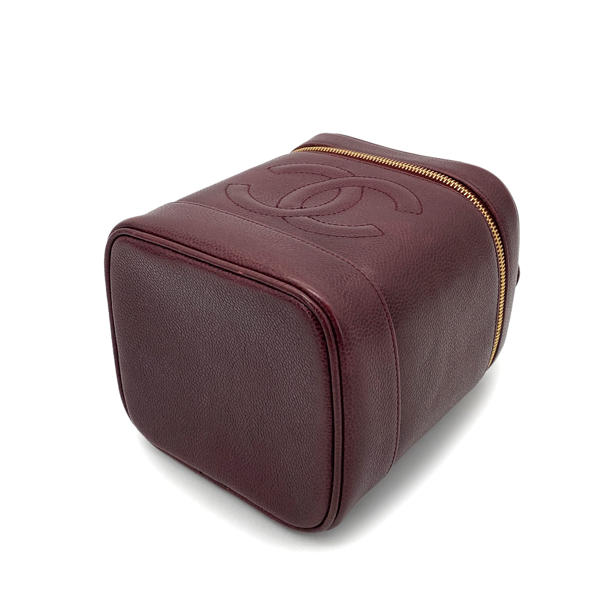 CHANEL VINTAGE VANITY HAND BAG BORDEAUX CAVIAR SKIN 90260174