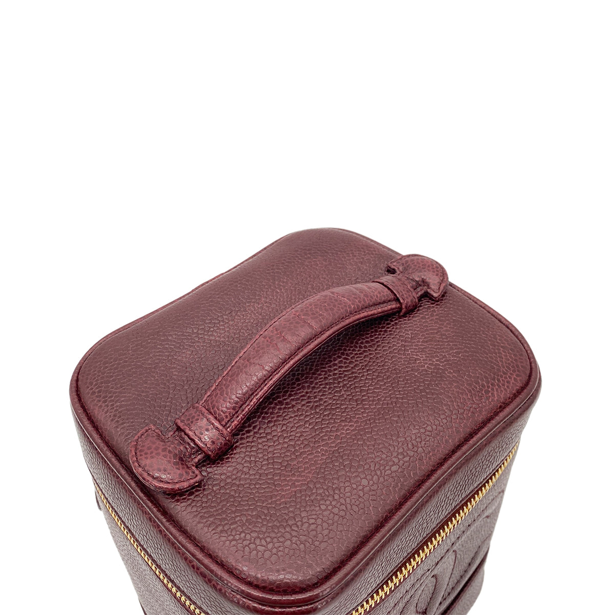 CHANEL VINTAGE VANITY HAND BAG BORDEAUX CAVIAR SKIN 90260174