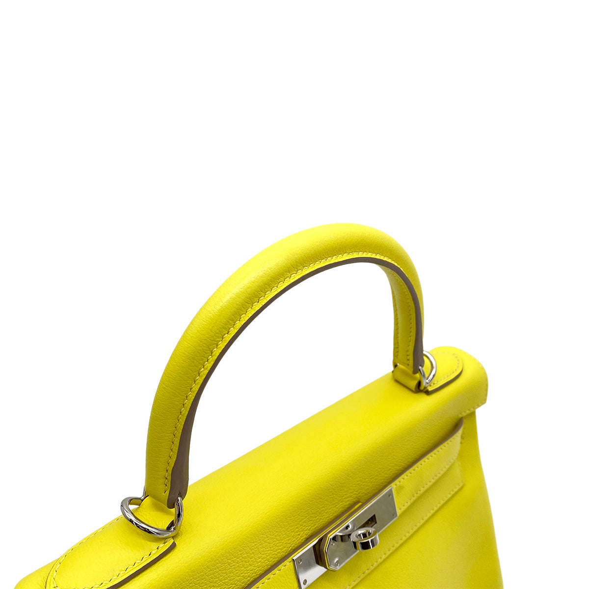 HERMES KELLY 28  RETOURNE LIME EVERCOLOR HAND SHOULDER BAG Y SHW 90260175