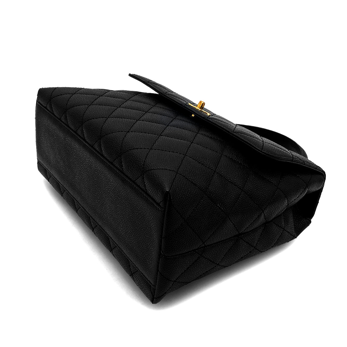 CHANEL VINTAGE MATELASSE HAND BAG BLACK CAVIAR SKIN 90260179