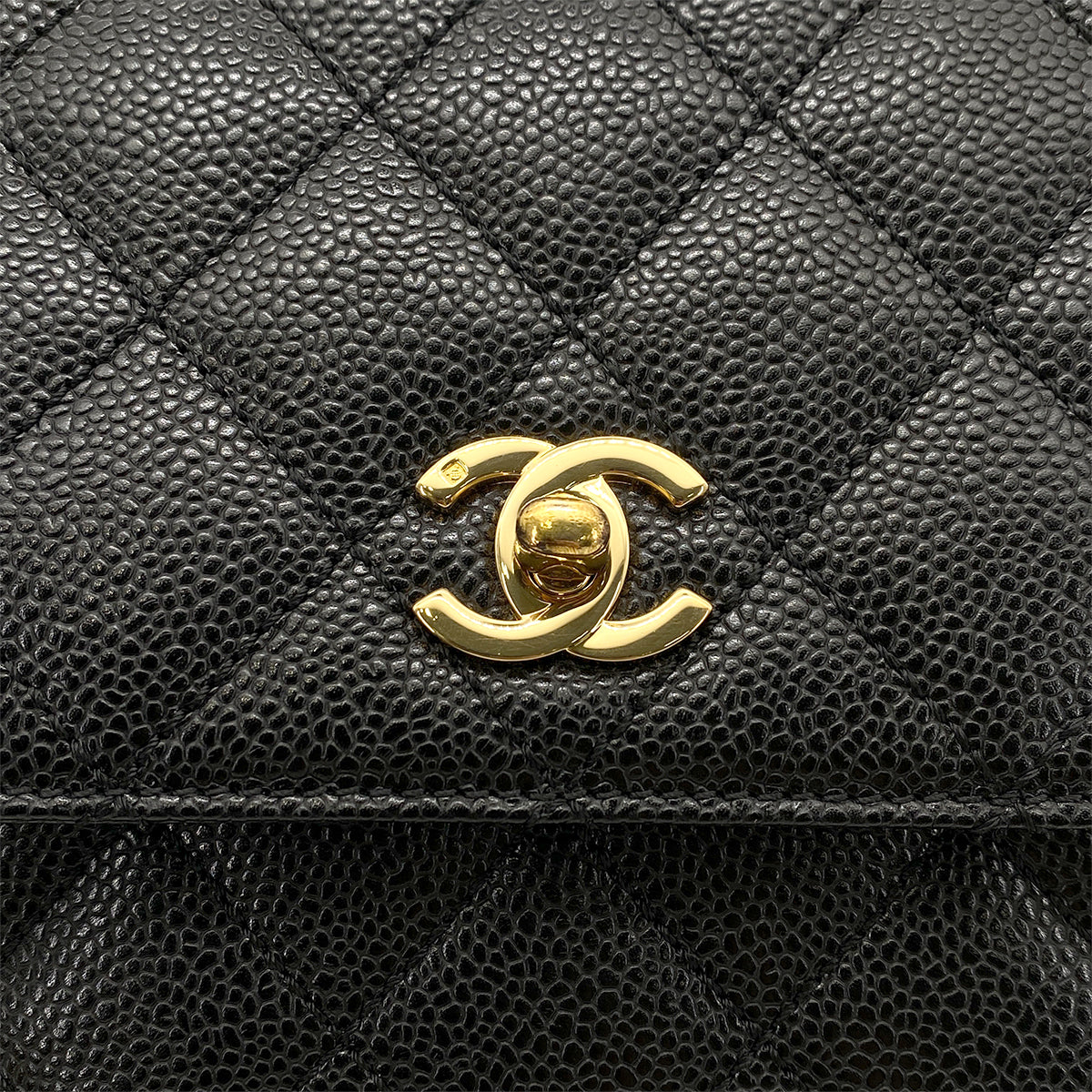 CHANEL VINTAGE MATELASSE HAND BAG BLACK CAVIAR SKIN 90260179