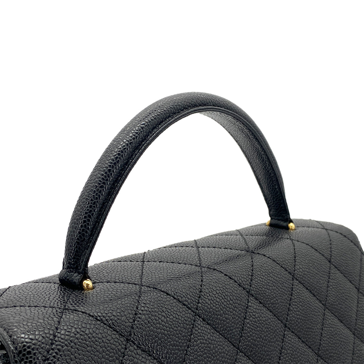 CHANEL VINTAGE MATELASSE HAND BAG BLACK CAVIAR SKIN 90260179