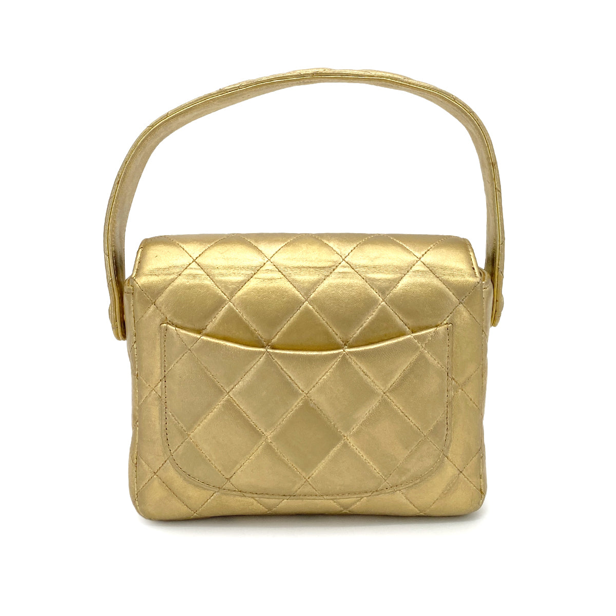 CHANEL VINTAGE MATELASSE HAND BAG GOLD LAMB SKIN 90260185