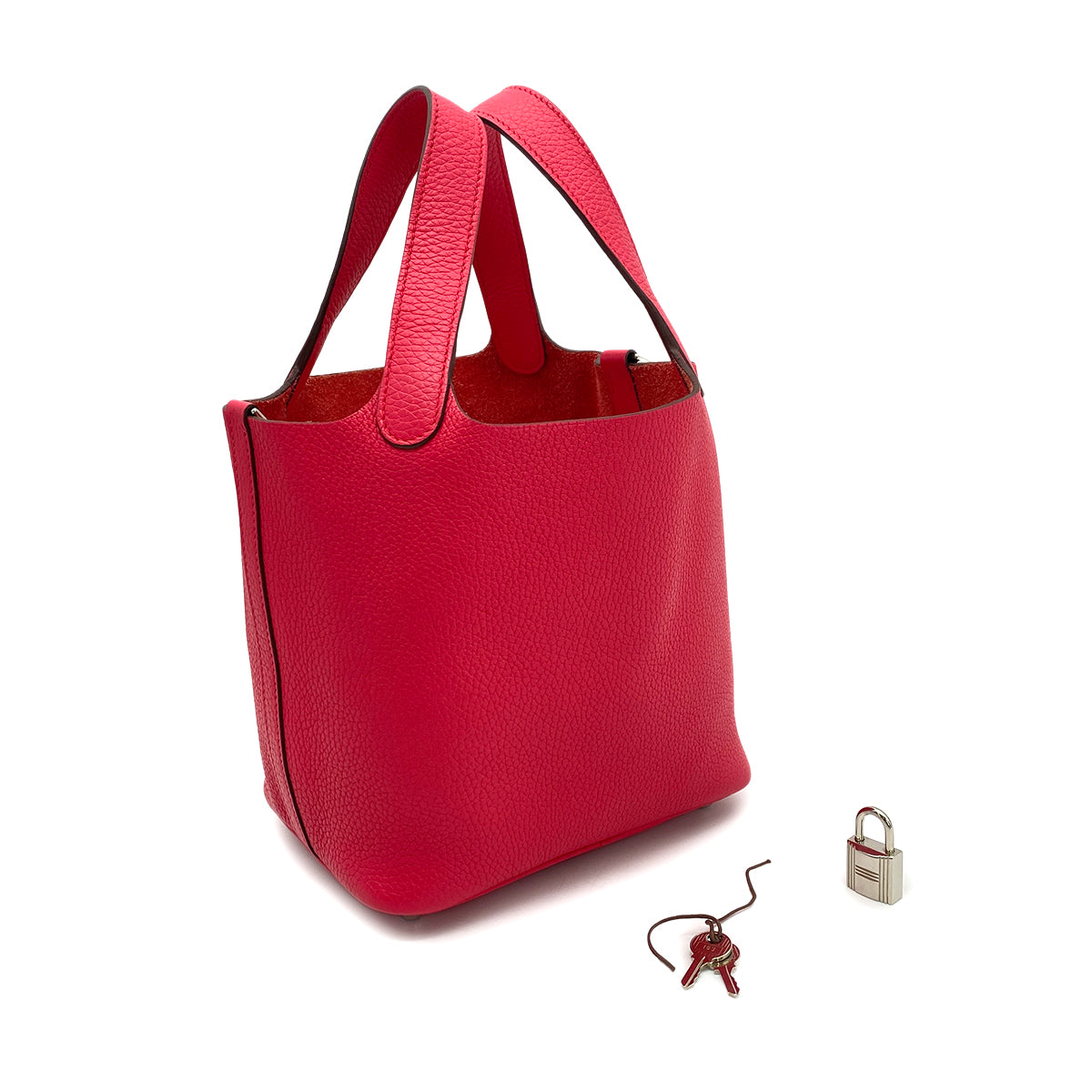 HERMES PICOTIN LOCK PM ROSE EXTREME TAURILLON CLEMENCE HAND BAG D 90260191