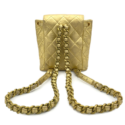 CHANEL VINTAGE DUMA CHAIN BACKPACK METALLIC GOLD LAMB SKIN 90260194 - PURPOSE