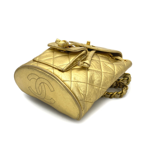 CHANEL VINTAGE DUMA CHAIN BACKPACK METALLIC GOLD LAMB SKIN 90260194 - PURPOSE
