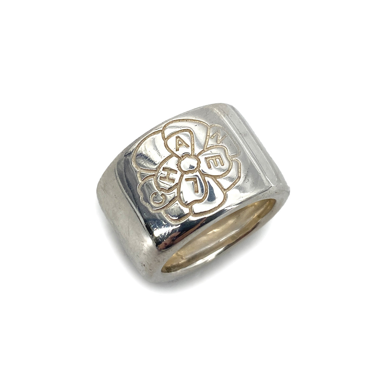 CHANEL VINTAGE CAMELLIA RING SILVER ACCESSORY 90260449