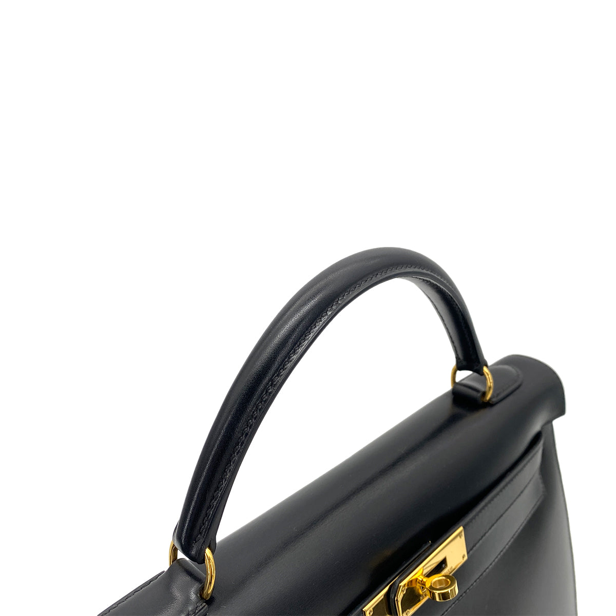 HERMES KELLY 32 SELLIER BLACK BOXCALF HAND SHOULDER BAG 〇Z GHW 90260461