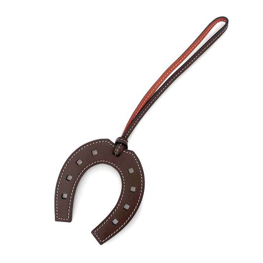 HERMES PADDOCK FER A CHEVAL BAG CHARM HAVANE SANGUINE SWIFT 90260464