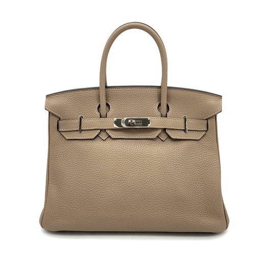 HERMES BIRKIN 30 GRIS TOURTERELLE TAURILLON CLEMENCE HAND BAG □N SHW 90260466