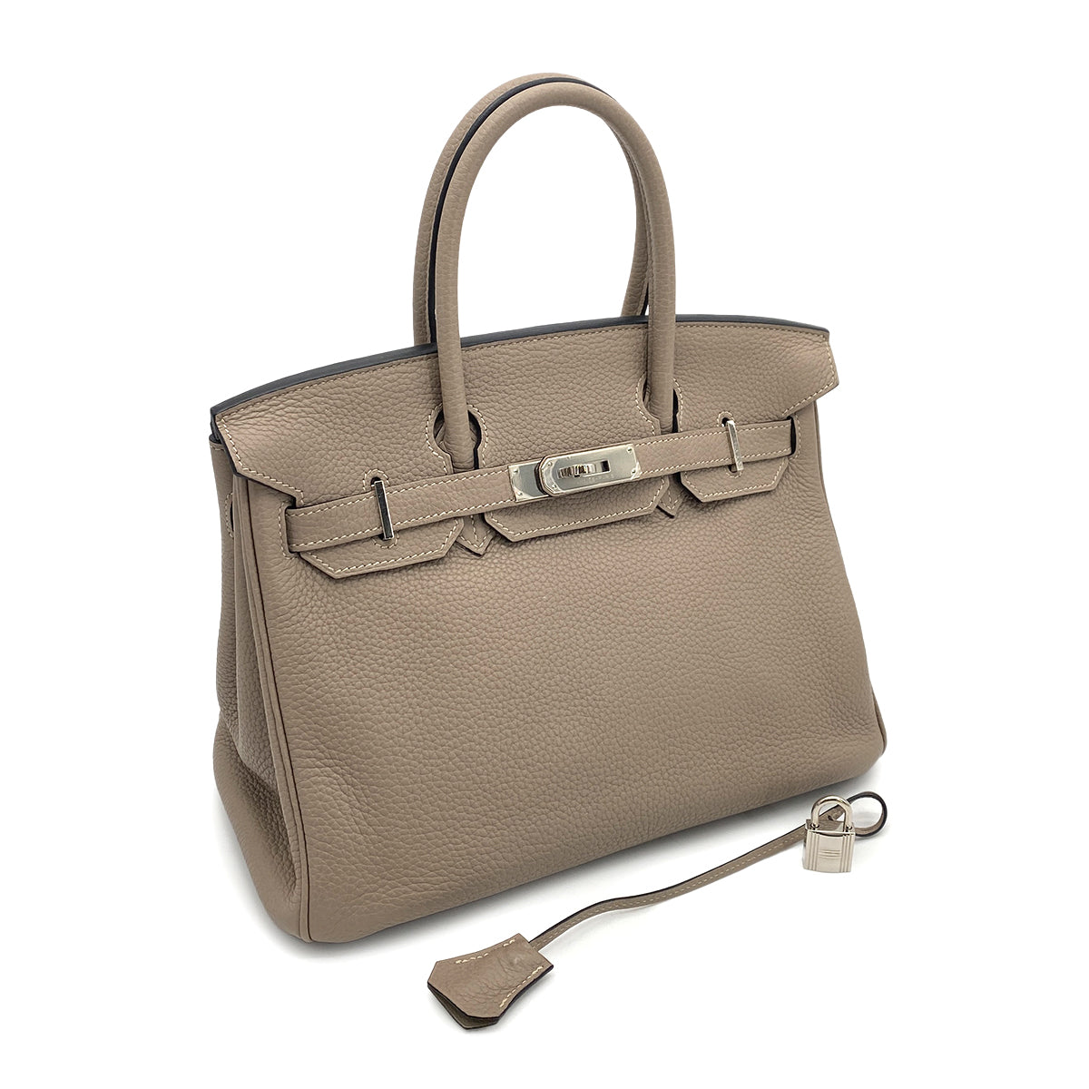 HERMES BIRKIN 30 GRIS TOURTERELLE TAURILLON CLEMENCE HAND BAG □N SHW 90260466