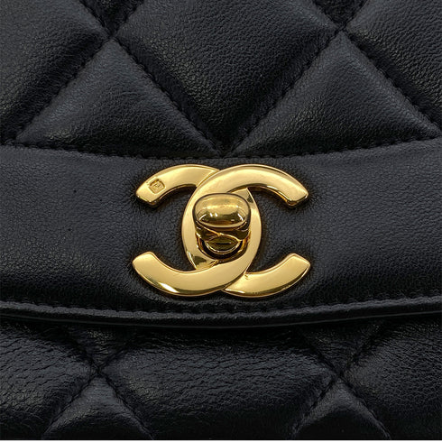CHANEL VINTAGE DIANA MEDIUM CHAIN SHOULDER BAG BLACK LAMB SKIN 90260467 - PURPOSE