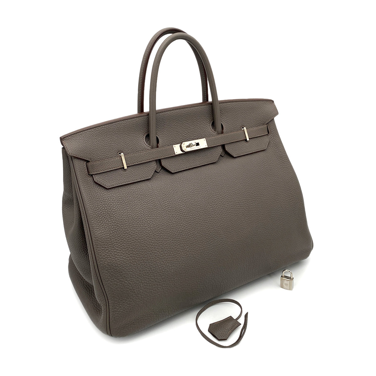 HERMES BIRKIN 40 ETAIN TAURILLON CLEMENCE HAND BAG □O SHW 90260470