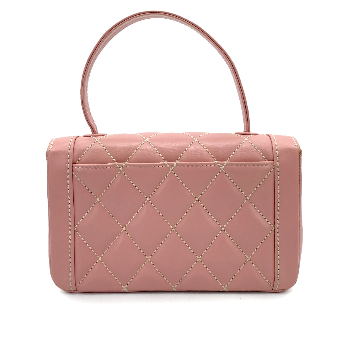 CHANEL VINTAGE WILD STITCH HAND BAG PINK LEATHER 90260472