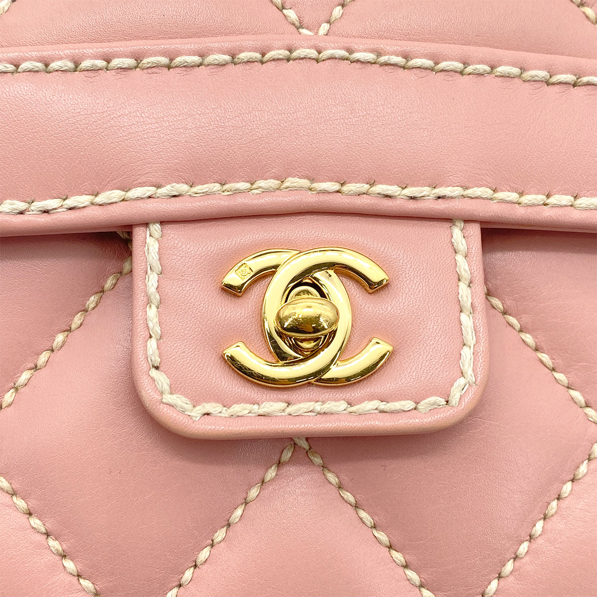 CHANEL VINTAGE WILD STITCH HAND BAG PINK LEATHER 90260472