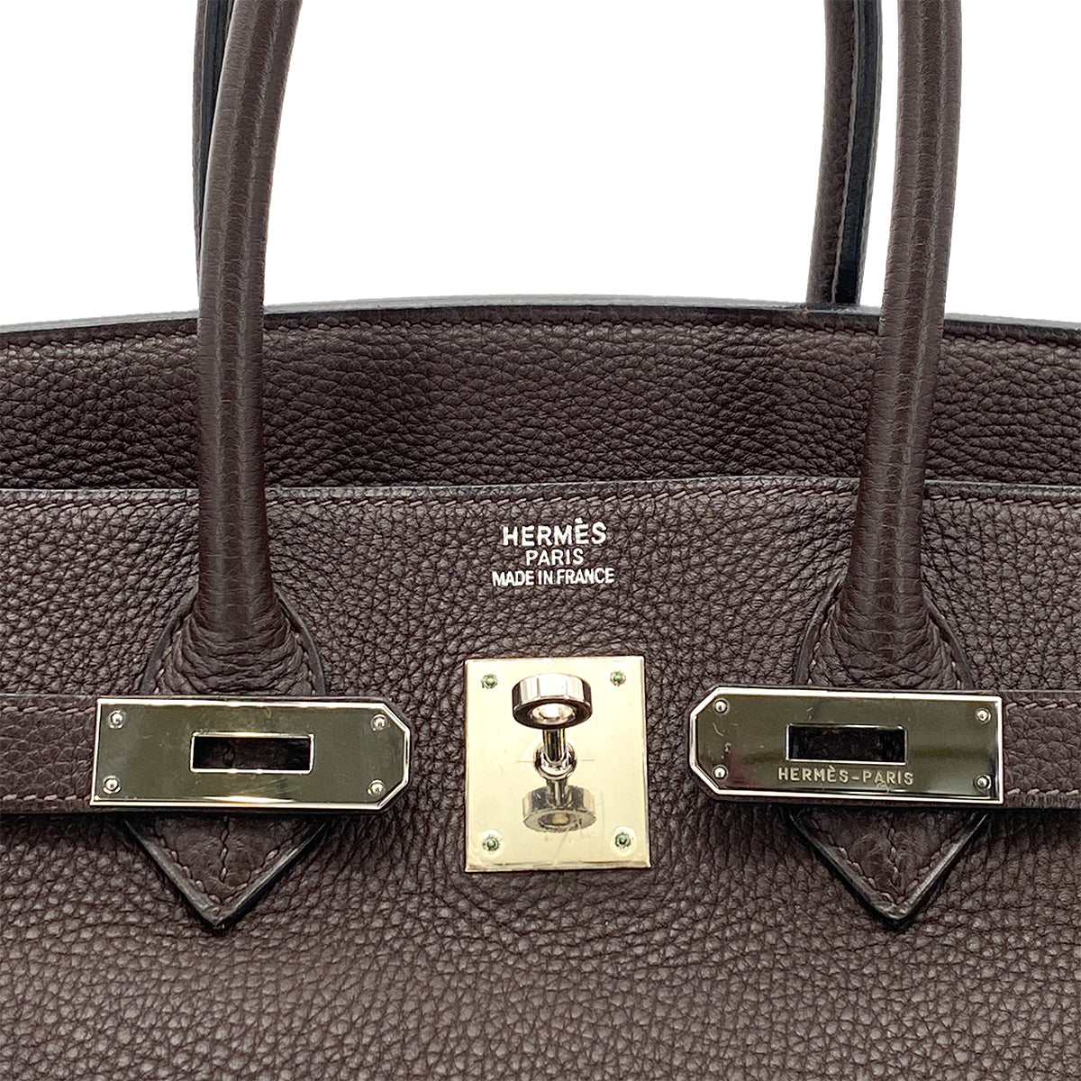 HERMES BIRKIN 35 EBENE TAURILLON CLEMENCE HAND BAG □H SHW 90260482