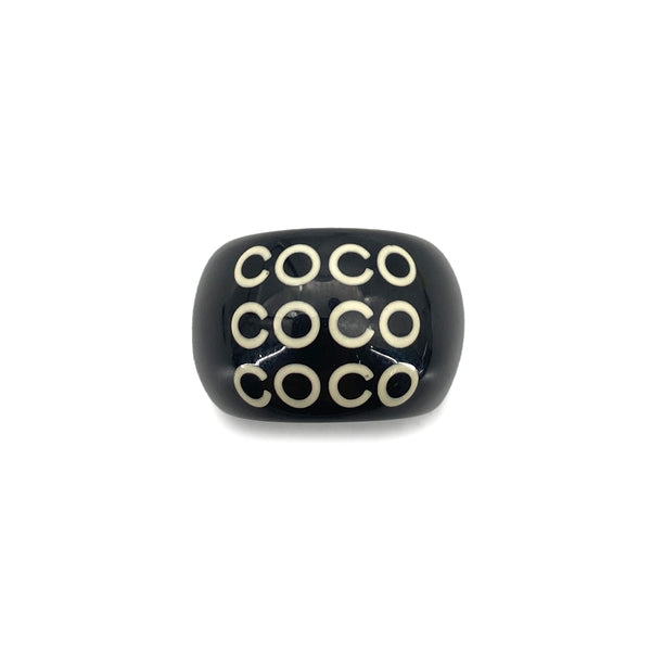 CHANEL VINTAGE COCO RING BLACK ACCESSORY 01P 90260484 - PURPOSE