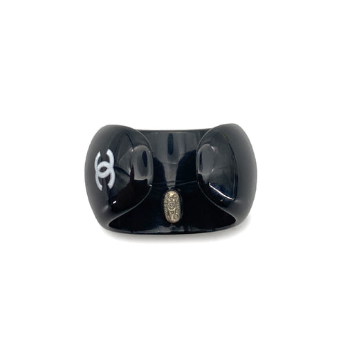 CHANEL VINTAGE COCO RING BLACK ACCESSORY 01P 90260484 - PURPOSE