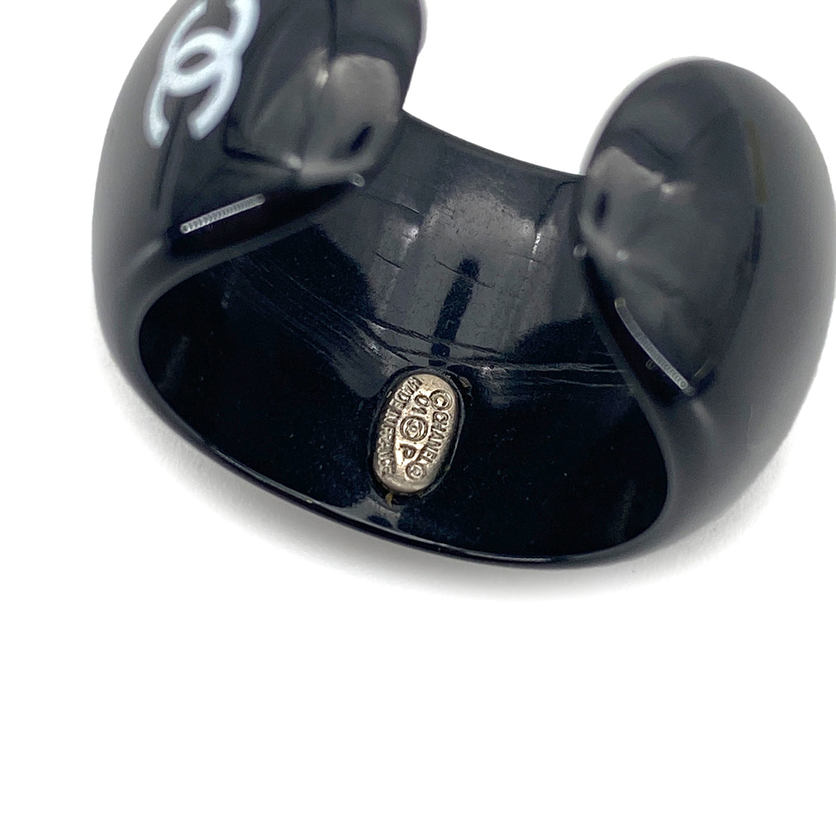 CHANEL VINTAGE COCO RING BLACK ACCESSORY 01P 90260484