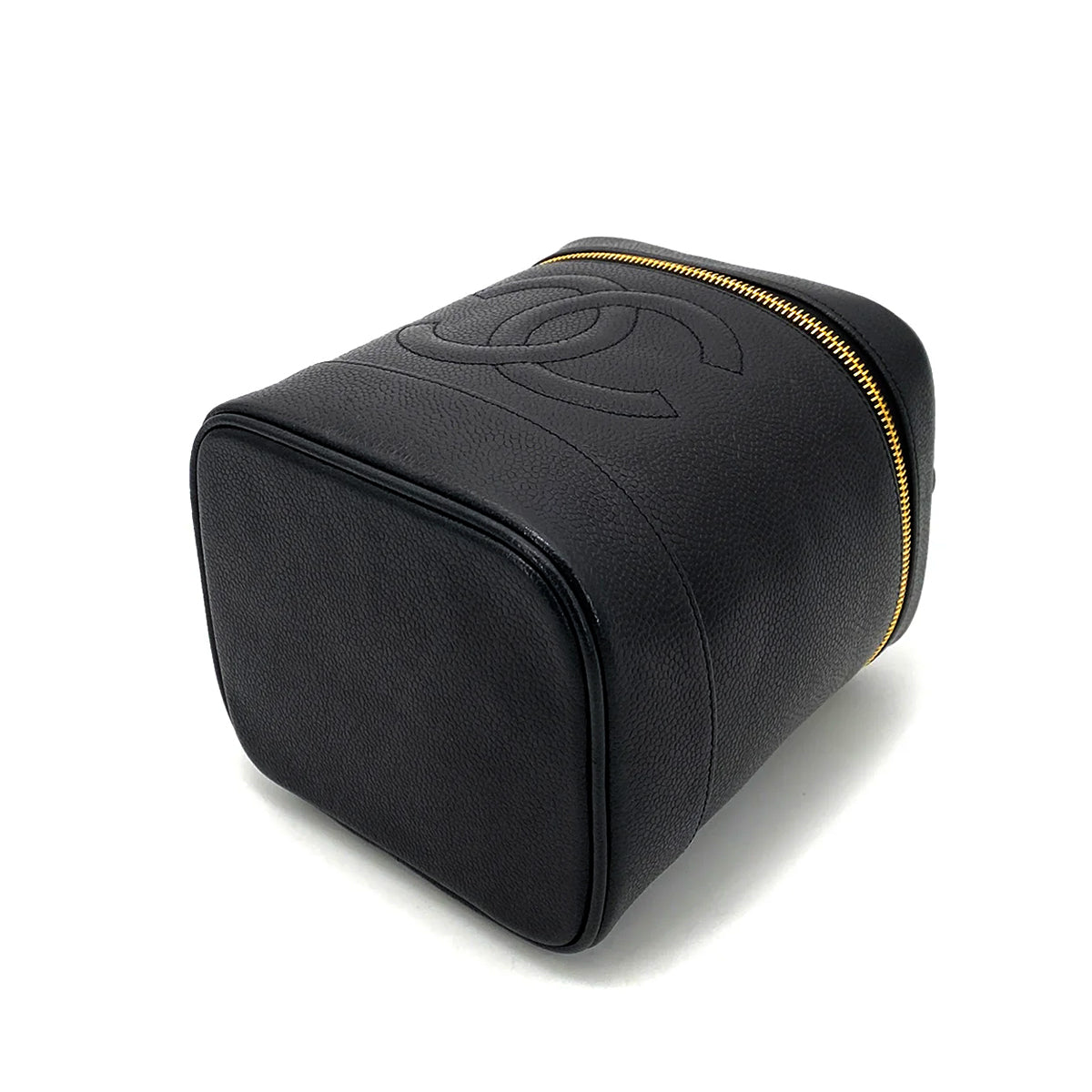 CHANEL VINTAGE VANITY HAND BAG BLACK CAVIAR SKIN 90260497