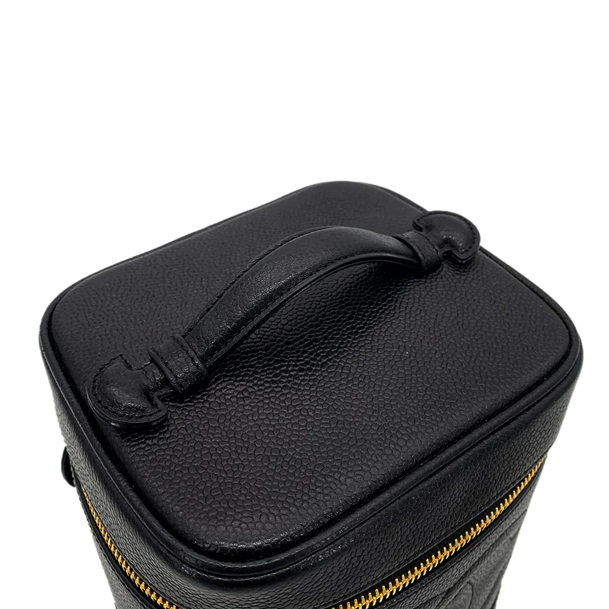 CHANEL VINTAGE VANITY HAND BAG BLACK CAVIAR SKIN 90260497