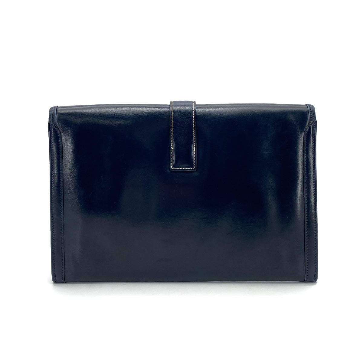 HERMES JIGE CLUTCH BAG NAVY BOXCALF 〇J 90260505