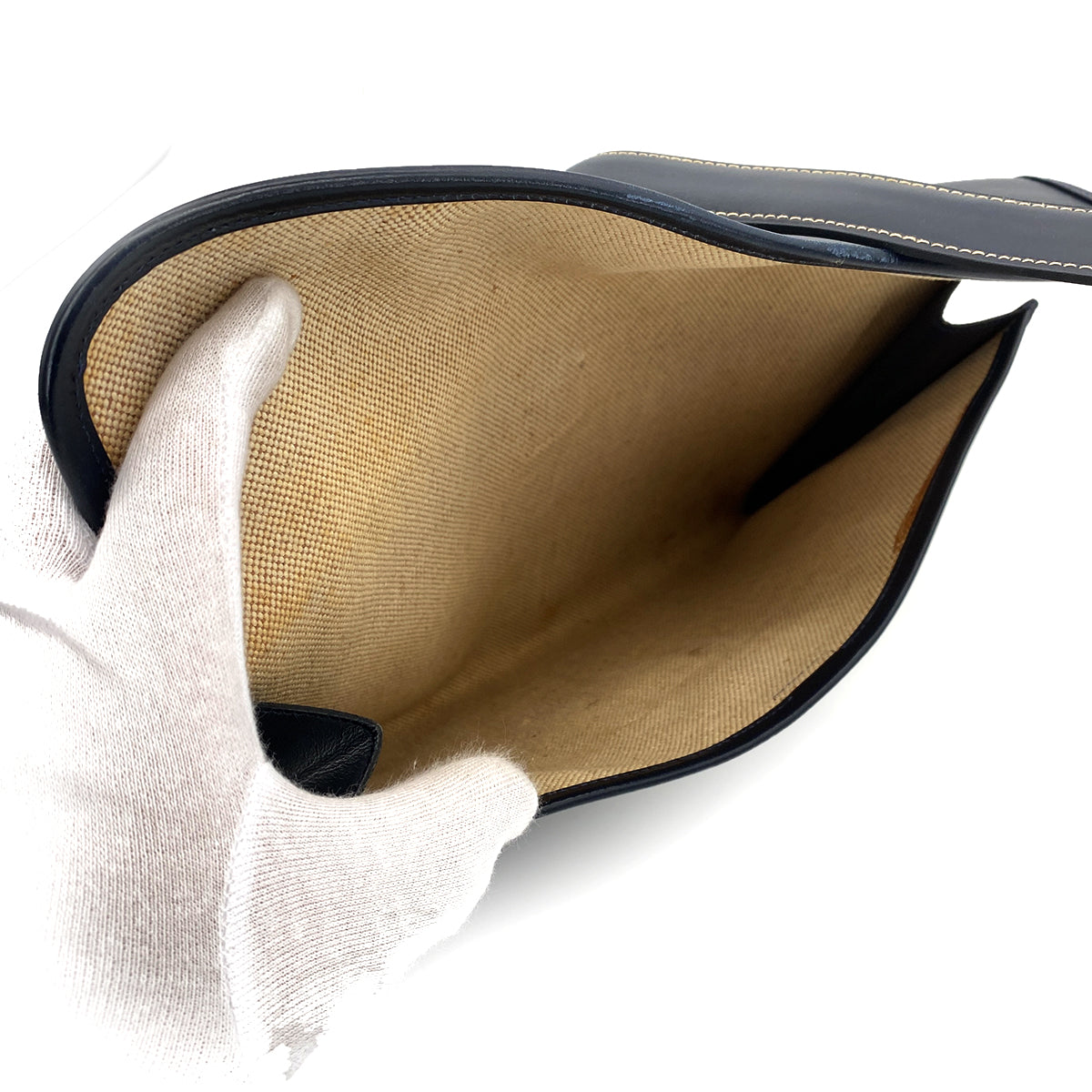 HERMES JIGE CLUTCH BAG NAVY BOXCALF 〇J 90260505