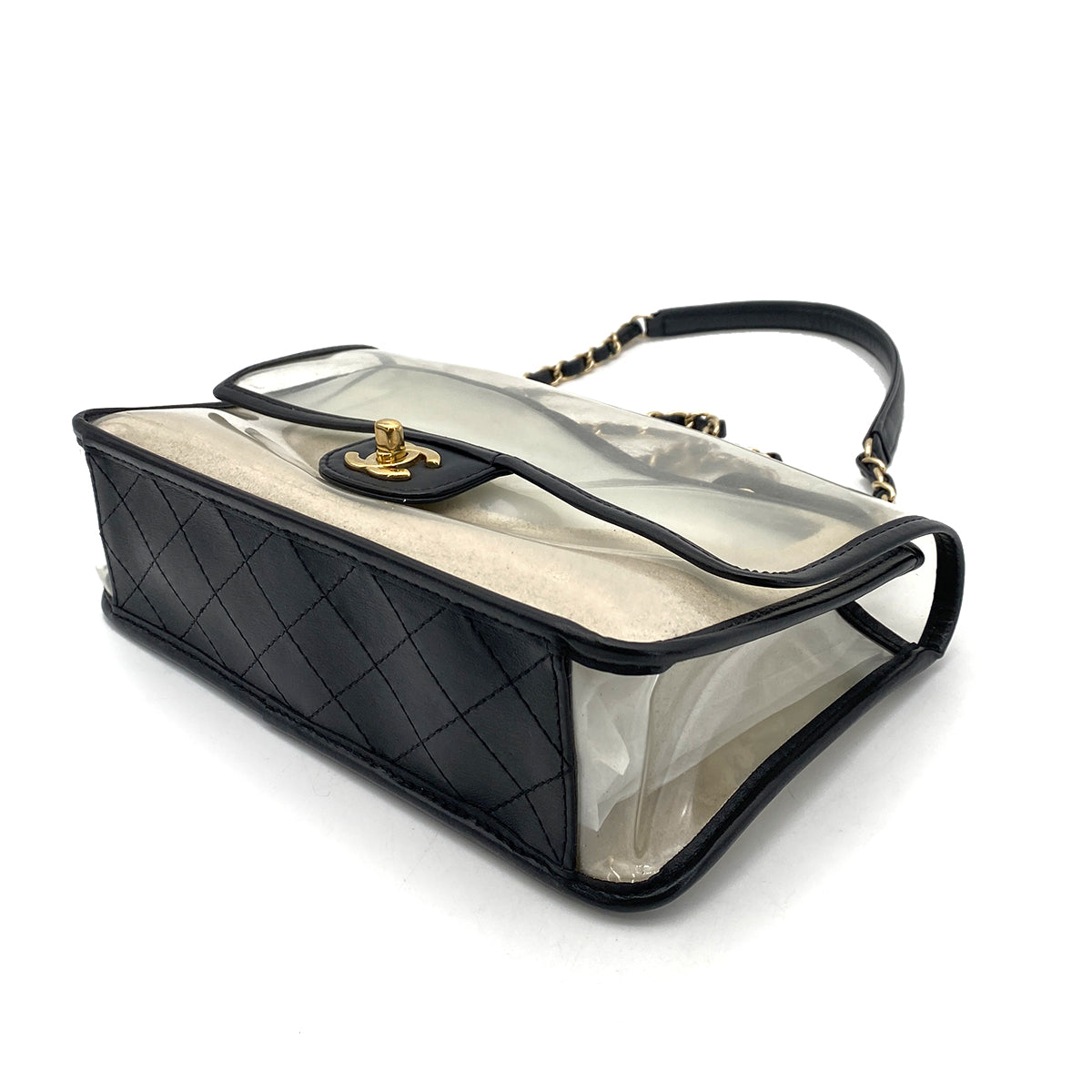 CHANEL ENAMEL WITH SAND CLEAR SHOLDRE BAG 90260509