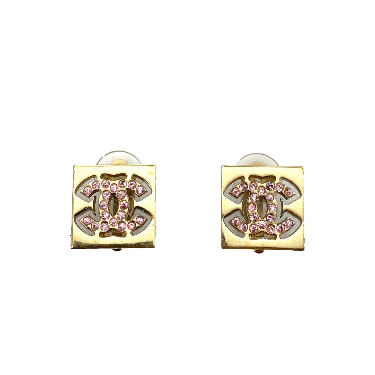 CHANEL EARRINGS SQUARE COCOMARK RHINESTONE ACCESSORY 90261158
