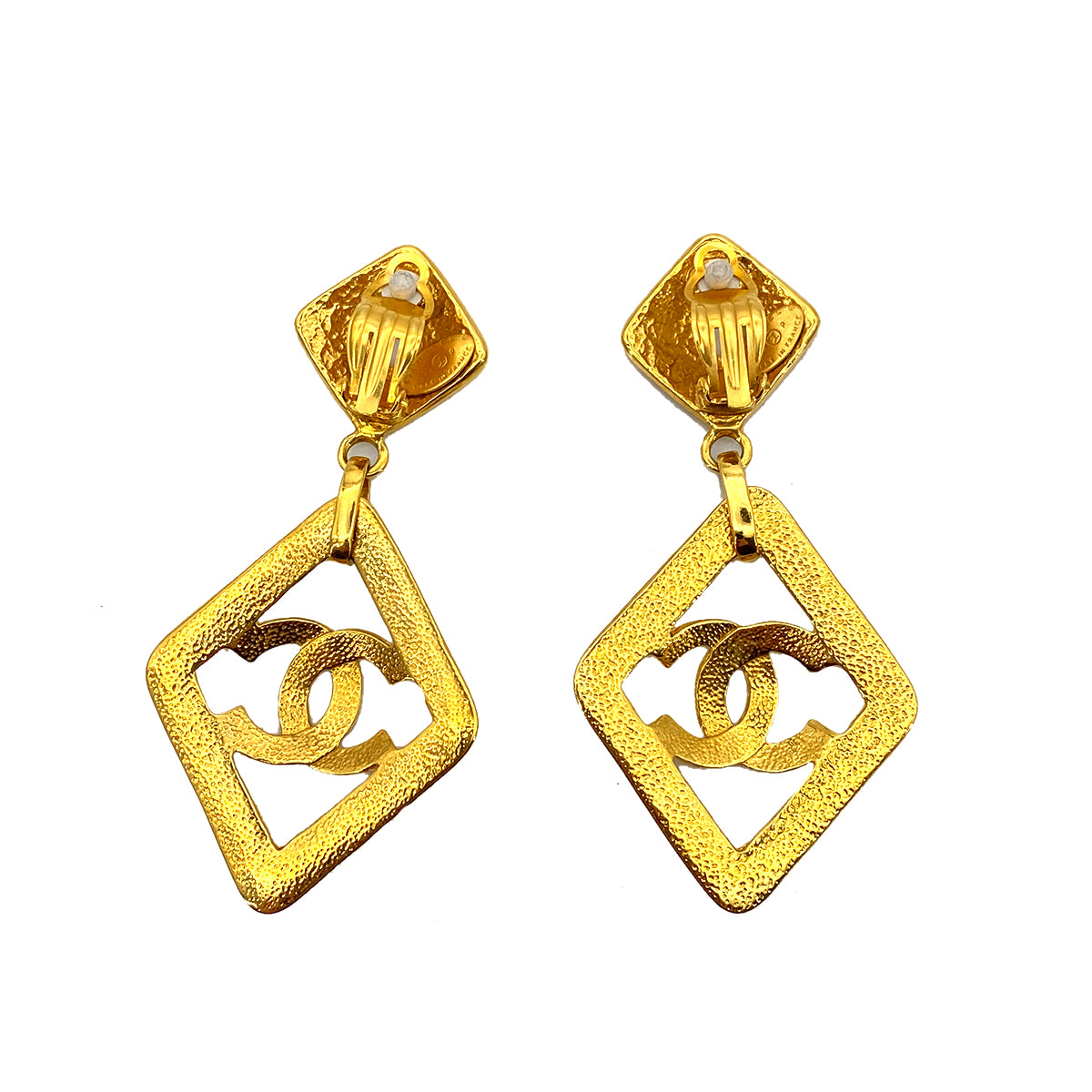 CHANEL VINTAGE EARRINGS COCOMARK SWING GOLD ACCESSORY 95P 90261159