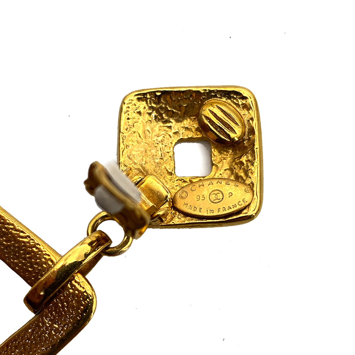 CHANEL VINTAGE EARRINGS COCOMARK SWING GOLD ACCESSORY 95P 90261159