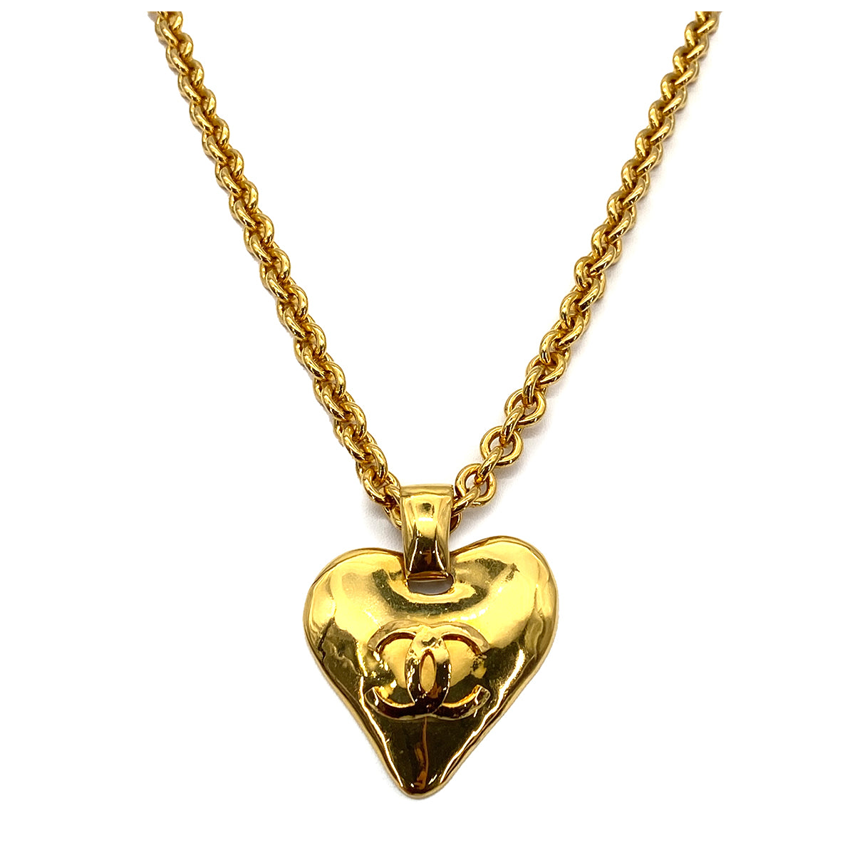 CHANEL VINTAGE NECKLACE HEART MOTIF COCOMARK ACCESSORY 93P 90261160