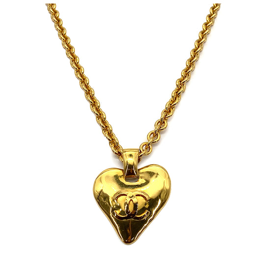 CHANEL VINTAGE NECKLACE HEART MOTIF COCOMARK ACCESSORY 93P 90261160