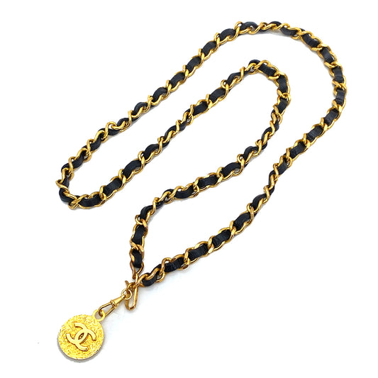 CHANEL VINTAGE CHAIN BELT LEATHER COCOMARK ACCESSORY 90258175