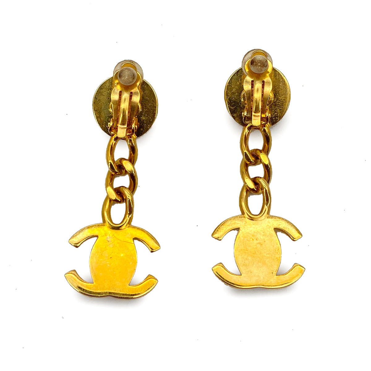CHANEL VINTAGE  SWING EARRINGS TURN LOCK ACCESSORY 96A 90261178