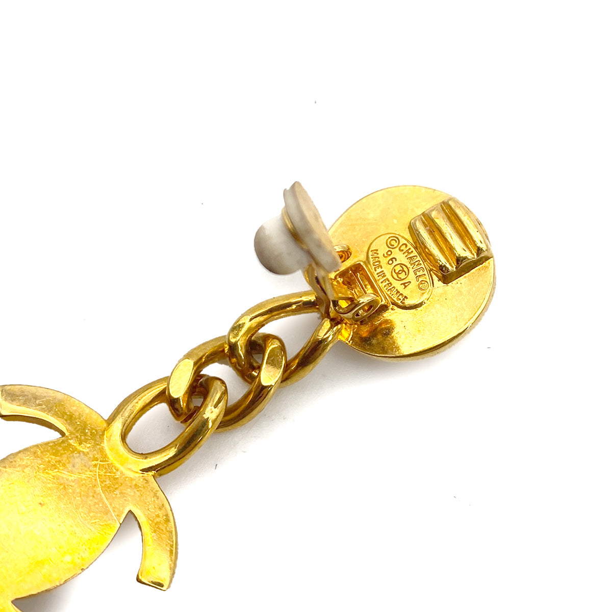 CHANEL VINTAGE  SWING EARRINGS TURN LOCK ACCESSORY 96A 90261178