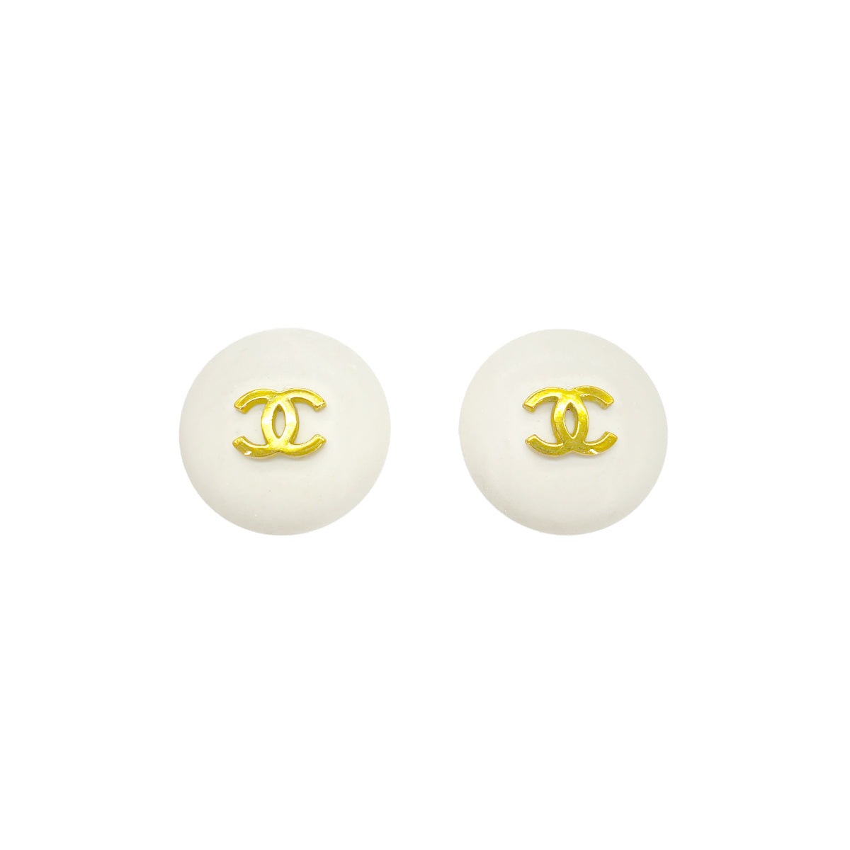 CHANEL VINTAGE EARRINGS COCO MARK WHITE ACCESSORY 95C 90261182