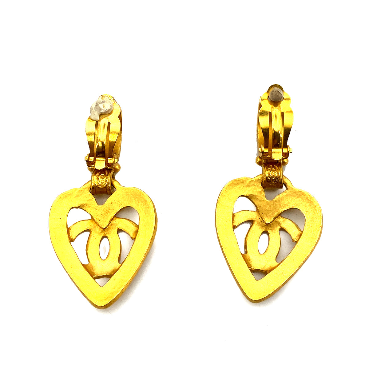 CHANEL VINTAGE EARRINGS HEART COCOMARK ACCESSORY 95P 90261186