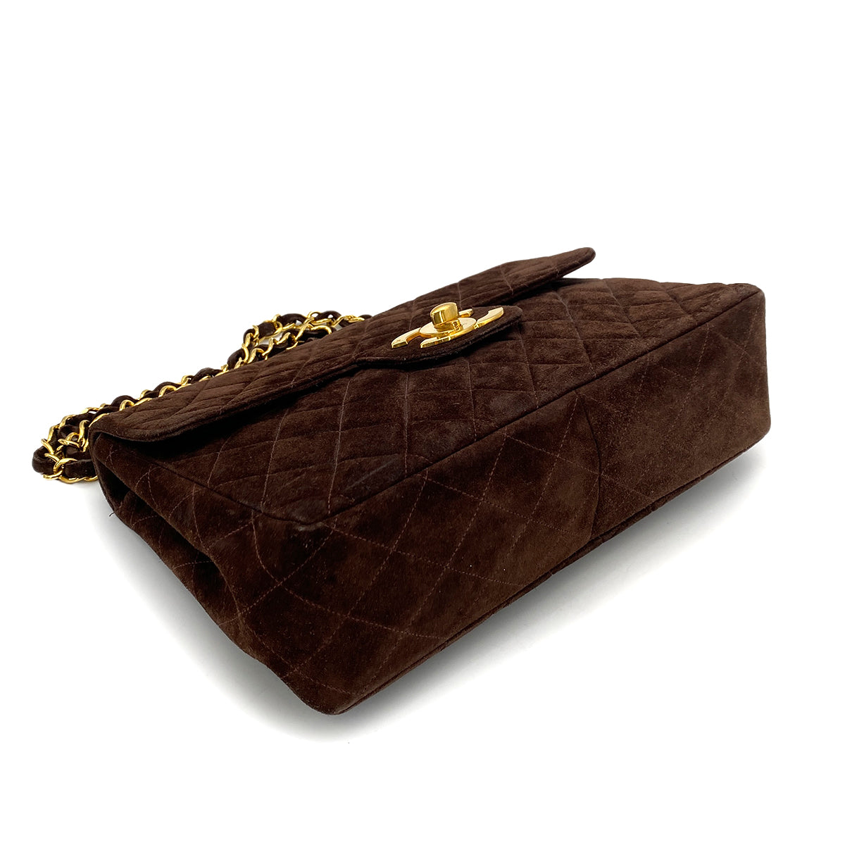 CHANEL VINTAGE JUMBO MATELASSE 30 CHAIN SHOULDER BAG BROWN SUEDE 90261204
