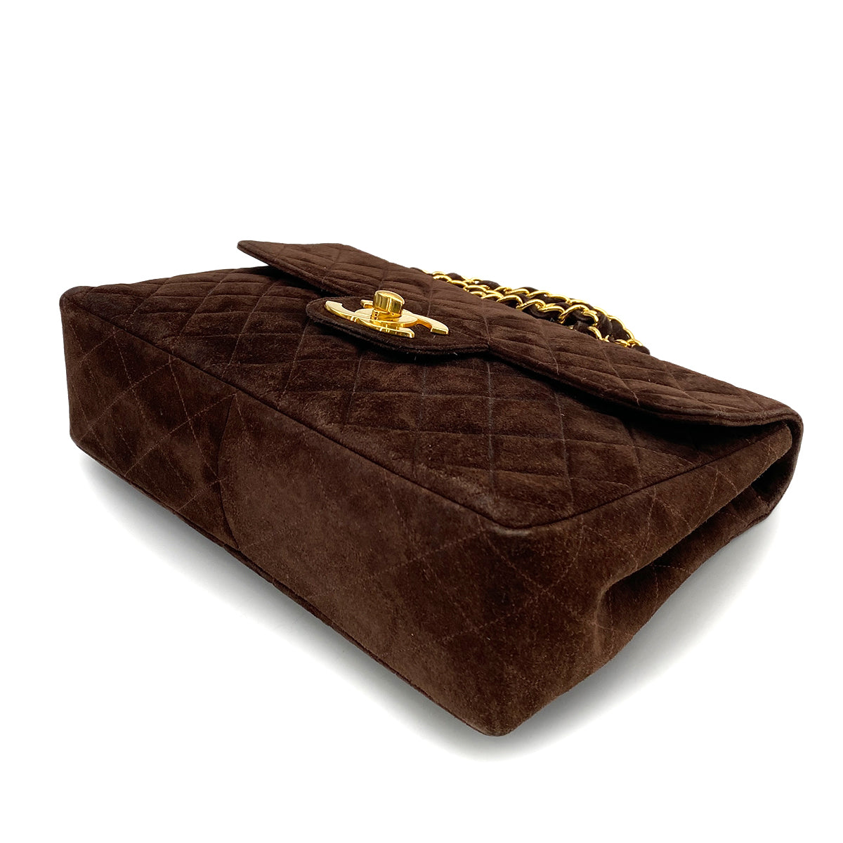 CHANEL VINTAGE JUMBO MATELASSE 30 CHAIN SHOULDER BAG BROWN SUEDE 90261204