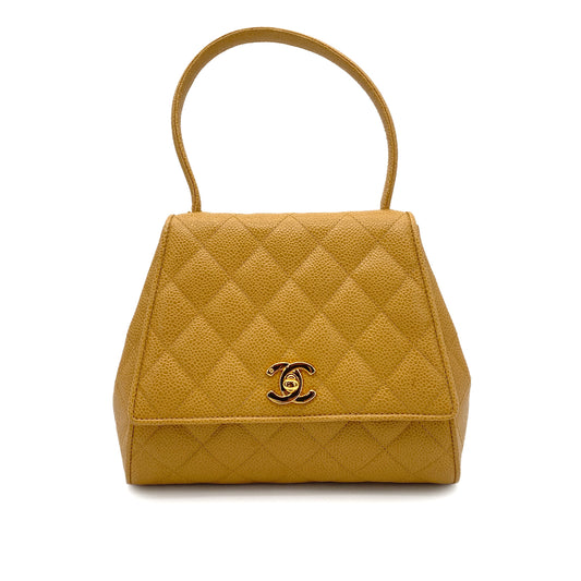 CHANEL VINTAGE MATELASSE HAND BAG BEIGE CAVIAR SKIN 90261206