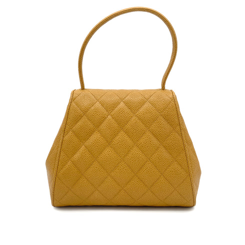 CHANEL VINTAGE MATELASSE HAND BAG BEIGE CAVIAR SKIN 90261206 - PURPOSE