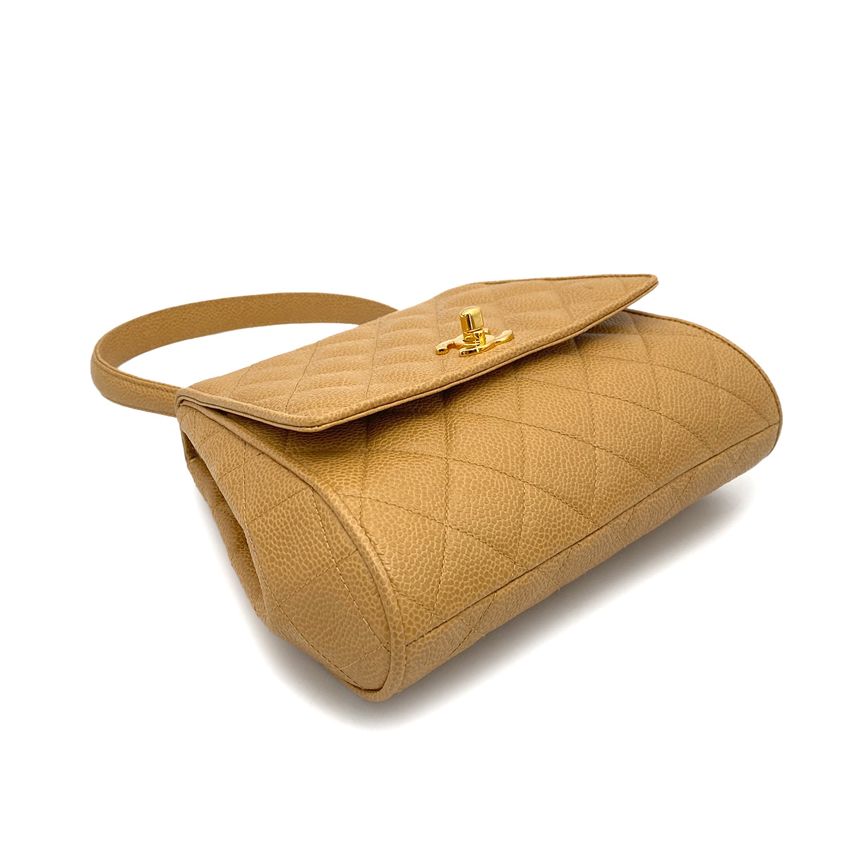 CHANEL VINTAGE MATELASSE HAND BAG BEIGE CAVIAR SKIN 90261206