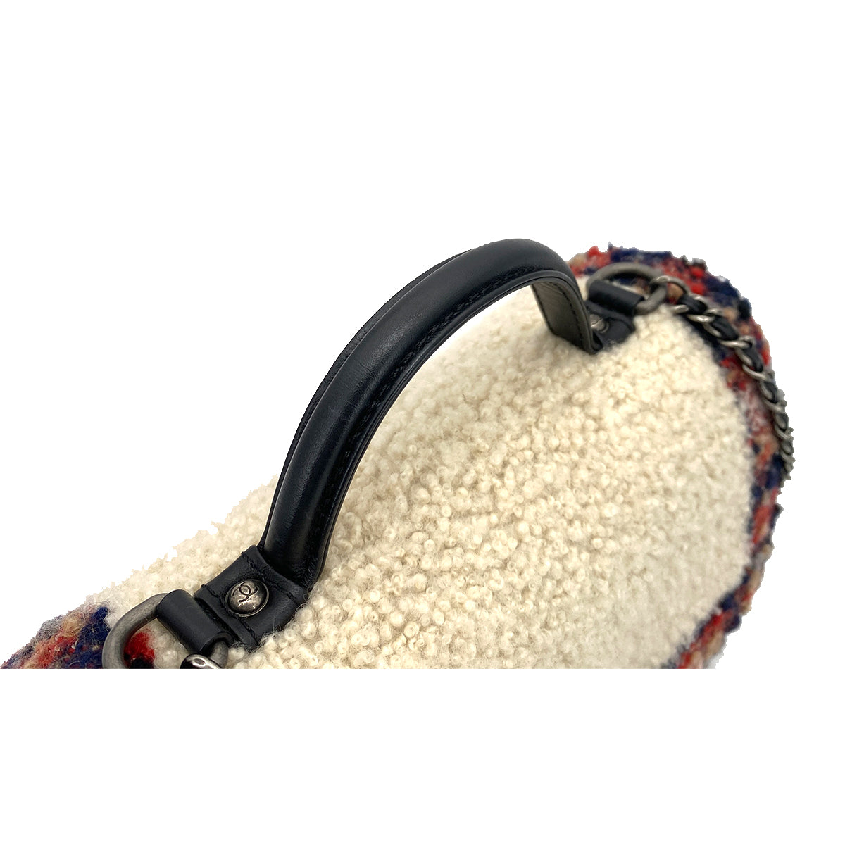 CHANEL CHAIN HAND SHOULDER BAG MULTI COLOR TWEED FUR 90261210